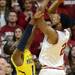 Michigan junior Tim Hardaway Jr. attempts to block Indiana senior Christian Watford during the second half at Assembly Hall on Saturday, Feb. 2 in Bloomington, Ind. Melanie Maxwell I AnnArbor.com